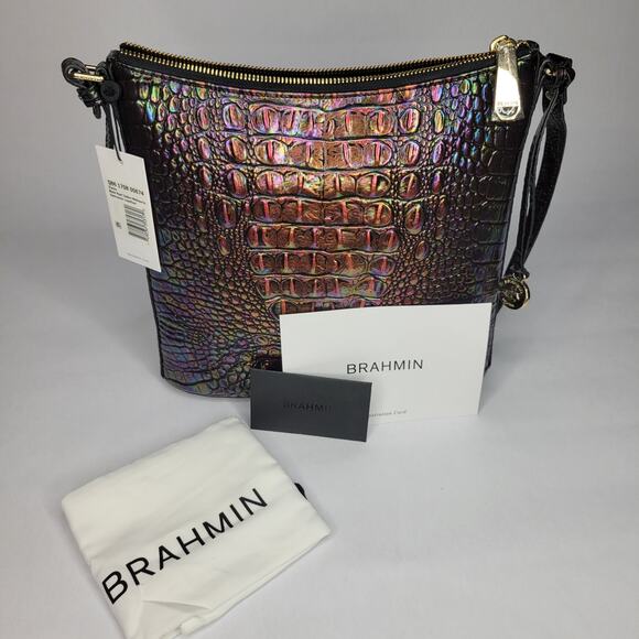 BRAHMIN Katie Black Pearl Ombre Melbourne Crossbody Purse Hologram NWT - Picture 11 of 11